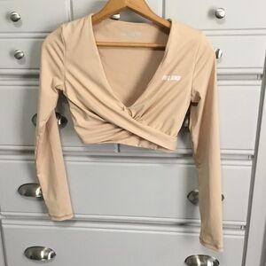 FULL SEND FITNESS Faux Wrap Crop Top Long Sleeve S